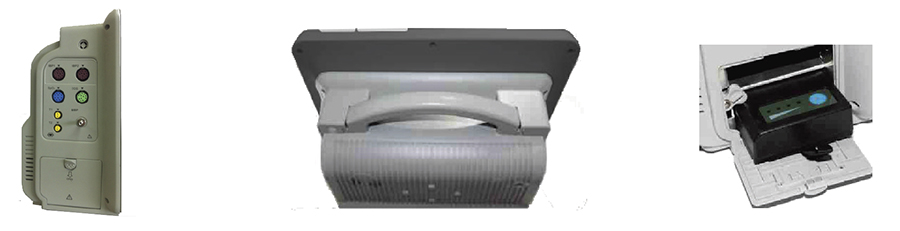 A white object with a black rectangular object Description automatically generated